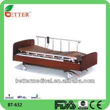 Three-Function Electric Home care bed,wooden bed with aluminum siderail